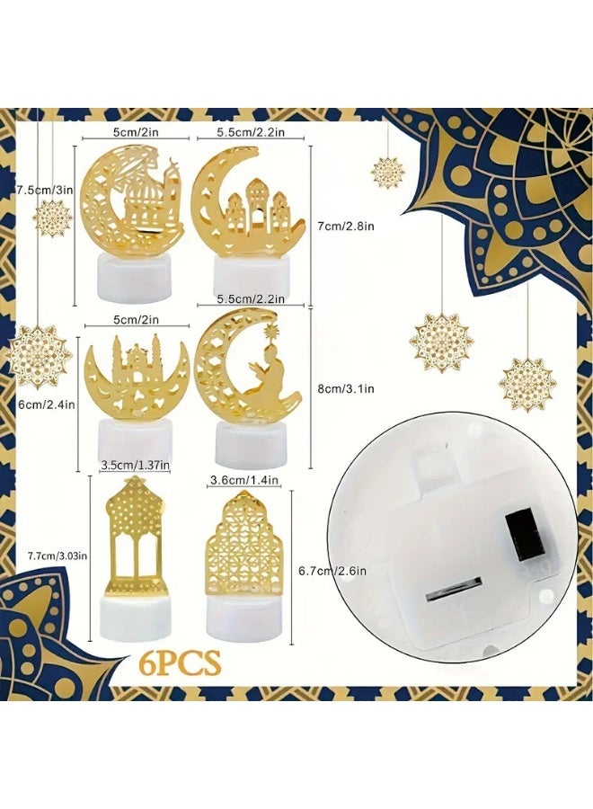 Holiday Led Lights, Iron Moon And Star String Lights, Castle Led Decorative Lights - 6-Piece Set - Image 2